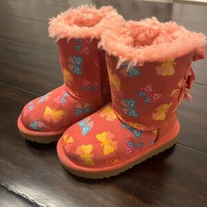 UGG Kids Boots in Pink with Colorful Butterflies